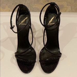 Brian Atwood black snakeskin heels